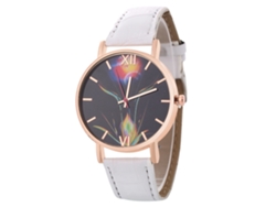 Reloj De Cuarzo Con Correa De Cuero Estilo Simple Y Moderno Para Pareja (blanco)