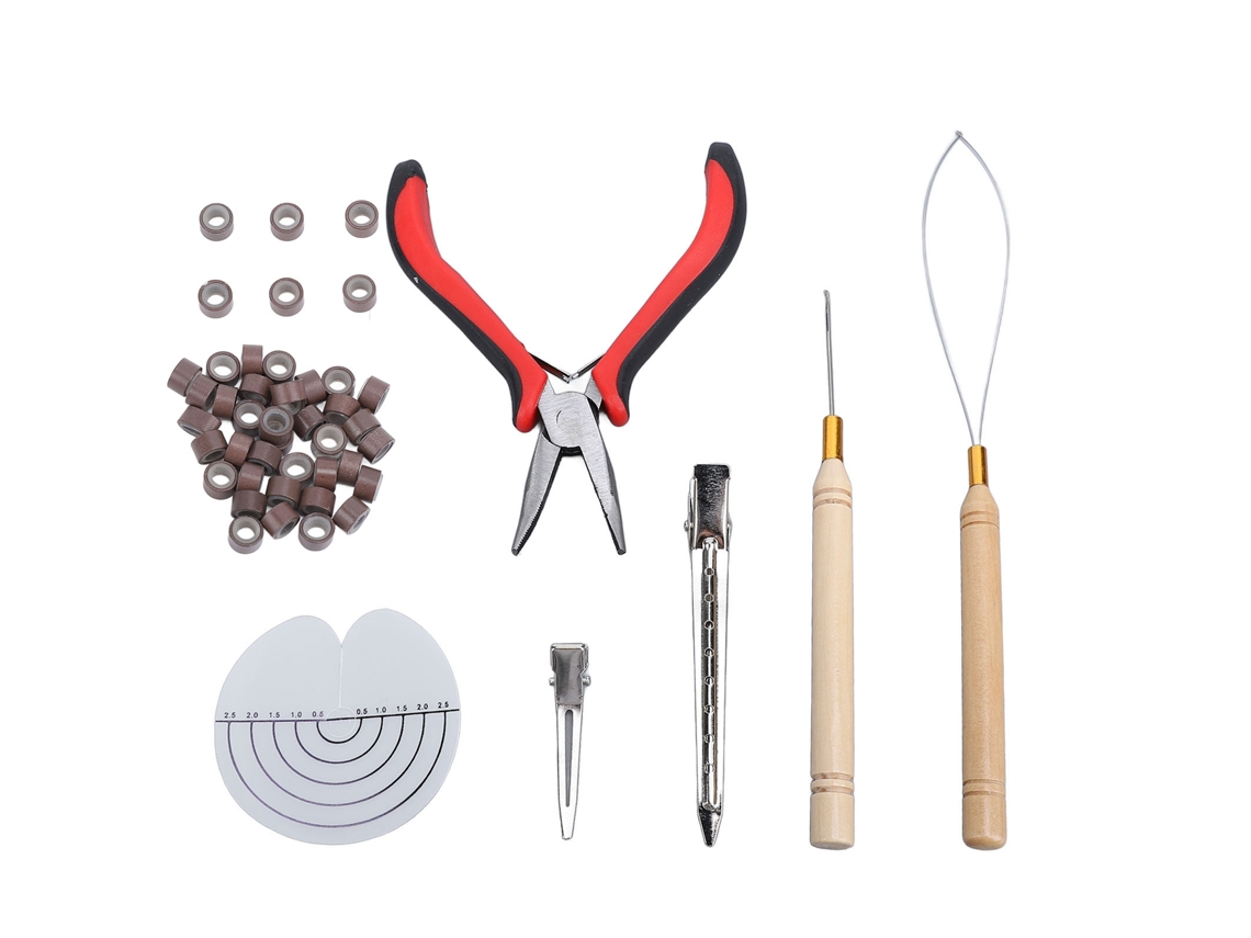 2026-kit De Ferramentas Para Extensões De Cabelo Com Anéis Micro E Pérolas