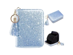 Cartera Pequeña Para Tarjetas De Crédito De Mujer Con Elegante Brillo Y Estilo Minimalista.