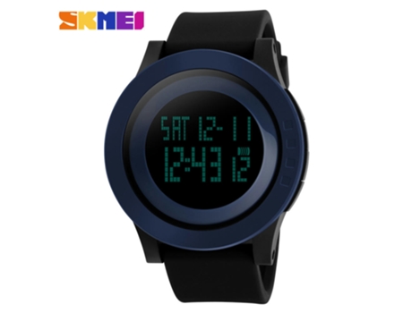 Reloj deportivo LED electrónico digital reloj impermeable al aire libre relojes para mujeres hombres-círculo azul cinturón negro LUUCOZK