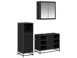 Conjunto de muebles de baño con puerta, 3 piezas, roble negro, MAISON EXCLUSIVE