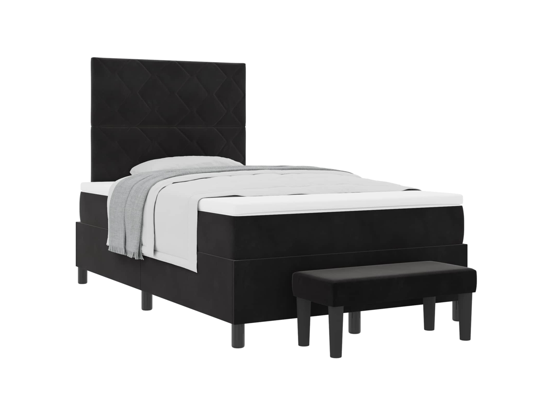 Maison Exclusive - Cama Tipo Box Spring Con Colchón Negro 120 X 200 Cm Terciopelo