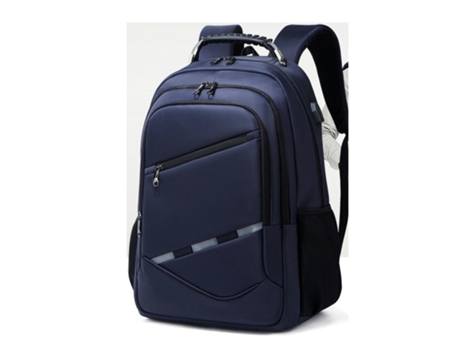 Mochila para computadora portátil Mochila escolar a prueba de agua con puerto de carga USB para hombres de negocios de trabajo-azul