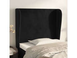 Cabecero Con Orejas De Terciopelo Negro 83x23x118/128 Cm