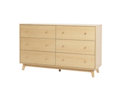 Cómoda de madera Succebuy de 6 cajones con rieles deslizantes y dispositivo antivuelco