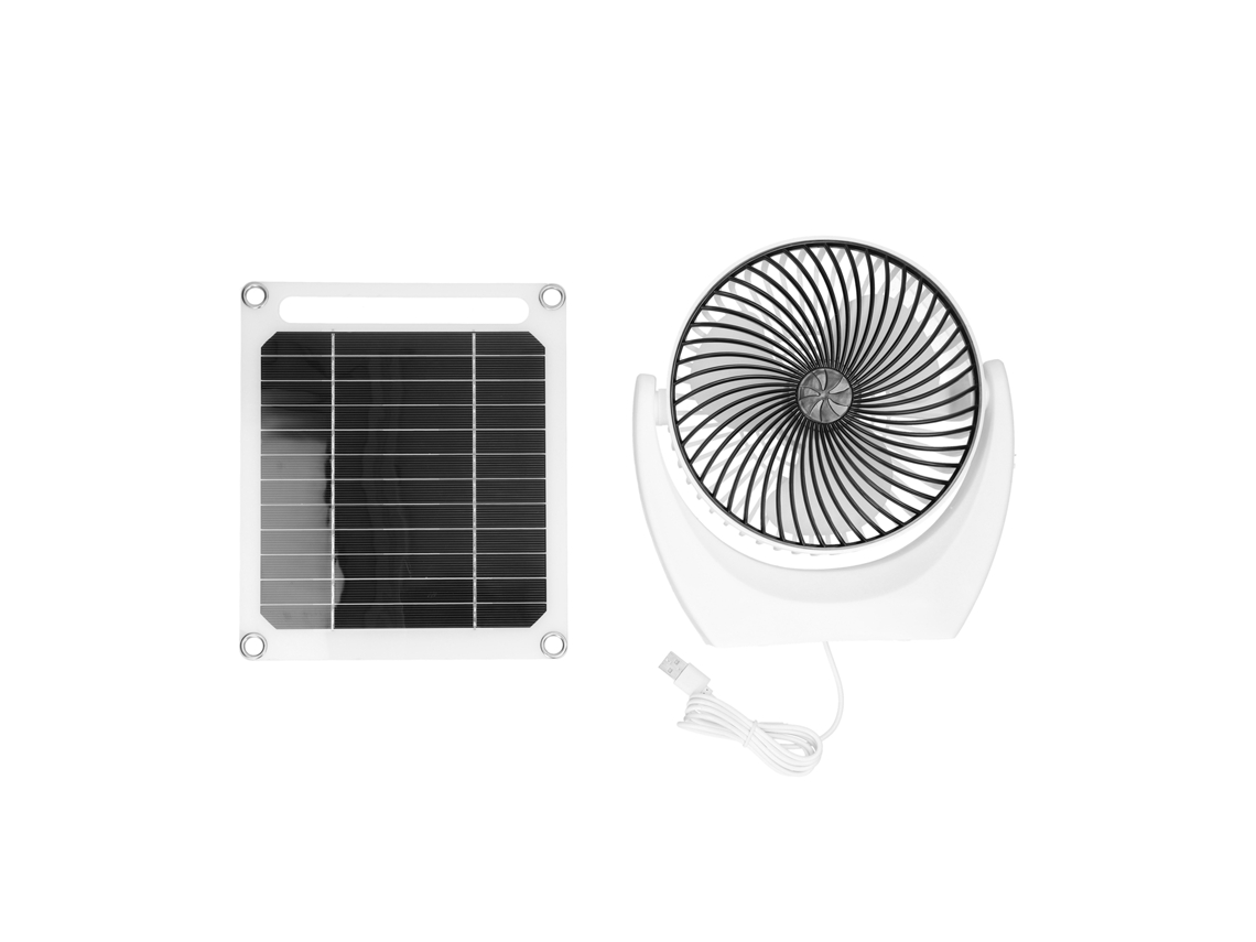 Ventilador Solar Portátil De 6 W Con Panel De Silicio Monocristalino Y Cargador Multifuncional.