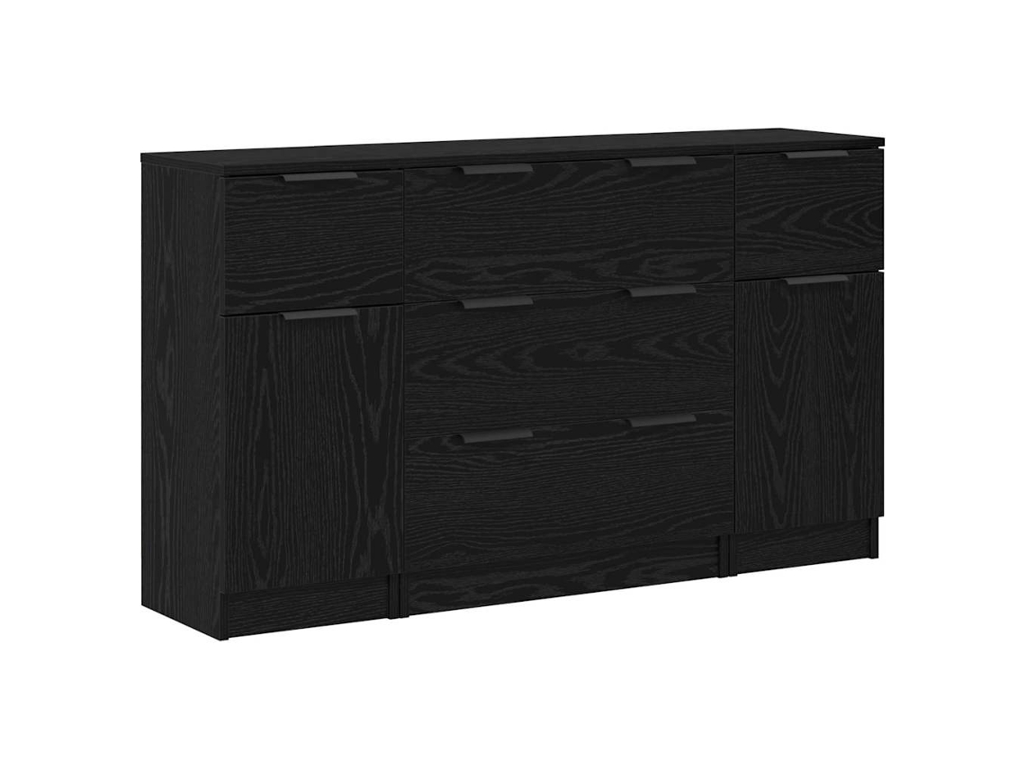MAISON EXCLUSIVE Aparador con cajón, 3 piezas, roble negro, madera procesada