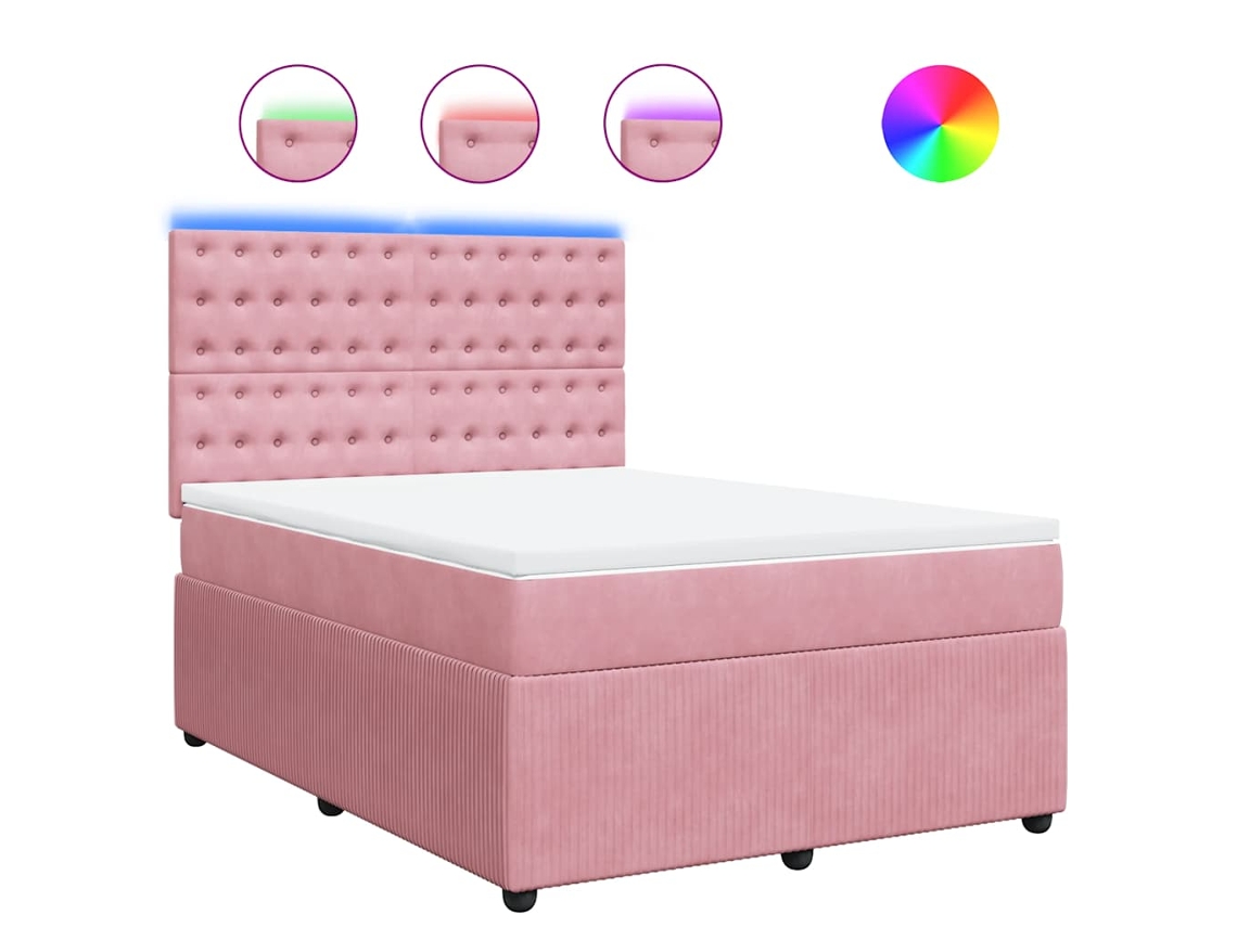 Maison Exclusive - Cama Box Spring Con Colchón Terciopelo Rosa 160x200 Cm