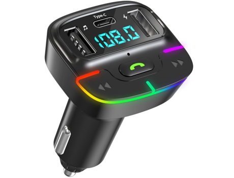 Transmisor FM Bluetooth 5.3 Adaptador para automóvil: Transmisor FM Bluetooth para automóvil, Receptor estéreo de radio con llamadas manos libres C...