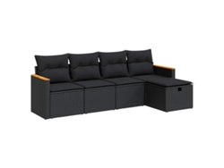 Maison Exclusive - Set De Muebles De Jardín 5 Pzas Y Cojines Ratán Sintético Negro