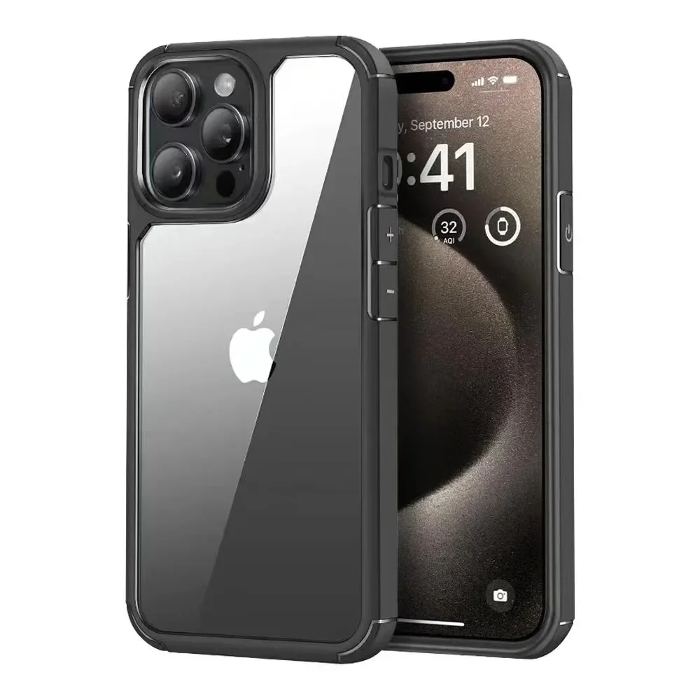 (iphone 7, Negro) Funda Transparente A Prueba De Golpes Para Iphone, Resistente Y Duradera, Con Cubierta Trasera Rígida.