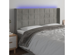 Cabecero Con Led De Terciopelo Gris Claro 203x16x118/128 Cm