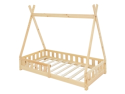 Cama infantil tipi ML-Design 80x160 cm color natural con protección anticaída y somier