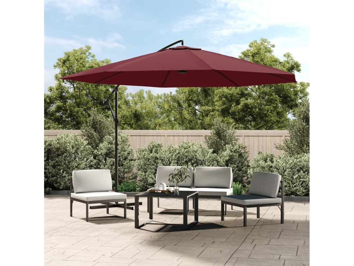 Sombrilla De Jardínsombrilla Voladiza Con Poste De Aluminio Rojo Burdeos 350 Cm Wsd333841