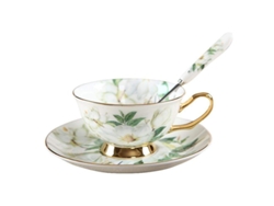 2026-33484-set De Taza Y Plato De Porcelana Fina Euro Style 200ml Para Desayuno Café Té