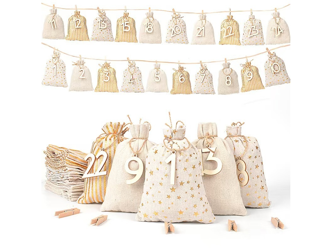 Bolsas Eifson para calendario de Adviento DIY, cuenta regresiva de 24 días (1318 cm)