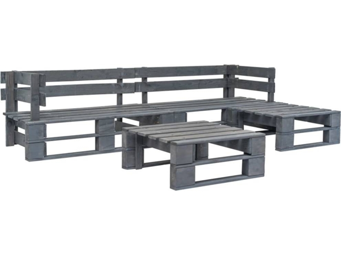 Conjunto 4 de muebles de palés para jardín VIDAXL madera gris