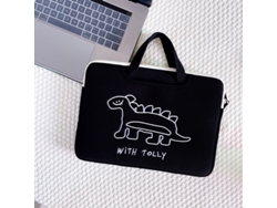 Bolsa para portátil, Bolsa para portátil bonita, Bolsa negra con diseño de dinosaurio de 15.6 y 16 pulgadas Yunzii