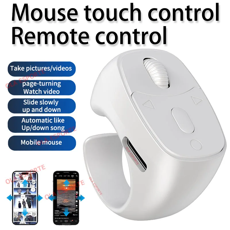 Control Remoto En Forma De Anillo (plateado), Bluetooth Inalámbrico, Ratón Para Selfies, Navegador Con Cambio Automático De Página De Vídeo.