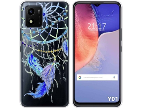 Carcasa Vivo Y01 TUMUNDOSMARTPHONE Dibujos Transparente Plumas Multicolor