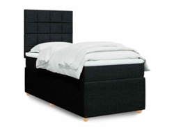 Cama Box Spring Con Colchón Tela Negro 90x190 Cm