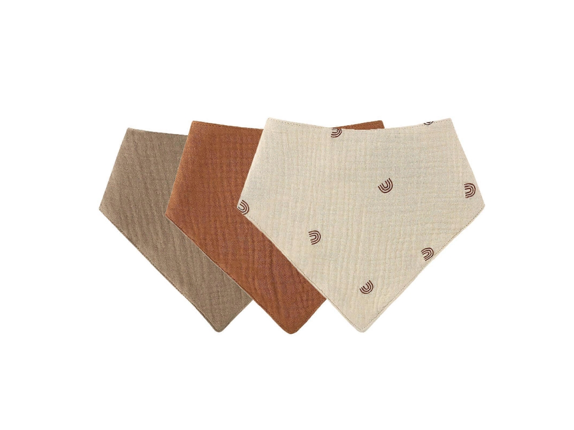 Juego de baberos de algodón suave con 3 piezas, bufanda triangular, color liso, botón a presión, alimentación del bebé, babero, saliva, toalla, pañuelo, paño para