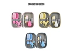 Kit De Cuidados Com Bebê 8 Em 1 Com Estojo Rosa Amarelo Azul Segurança E Portátil