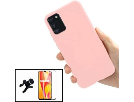 Carcasa + Protector + Soporte Magnético Reforzado Samsung Galaxy A02s PHONECARE Silicona Liquida Rosa