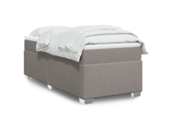 Cama Box Spring Con Colchón Tela Gris Taupe 80x200 Cm
