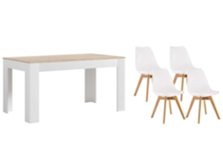Pack Mesa Extensible de Comedor o Cocina Blanco y Cambria 4 Sillas Nordic Blanco SALDOSYSTOCKS