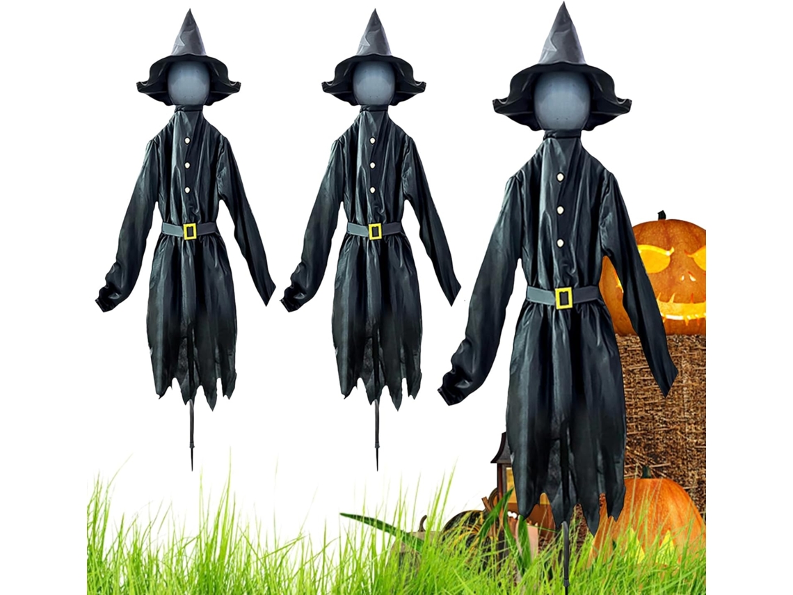 Decoración De Jardín Para Halloween 3 Brujas Luminosas Con Estacas, Accesorio De Terror Para Las Fiestas, Al Agua, 150