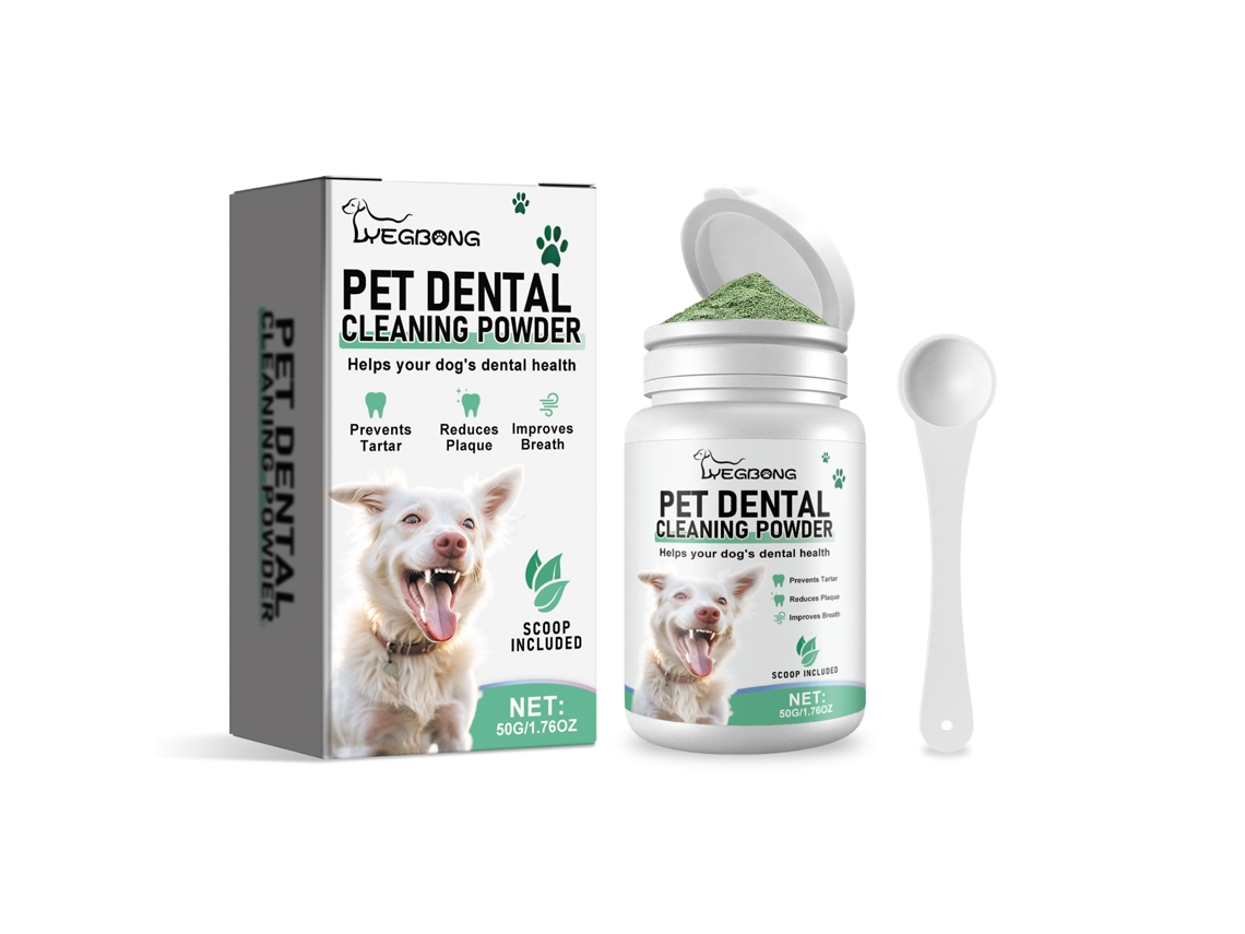 Polvo limpiador de dientes para perros