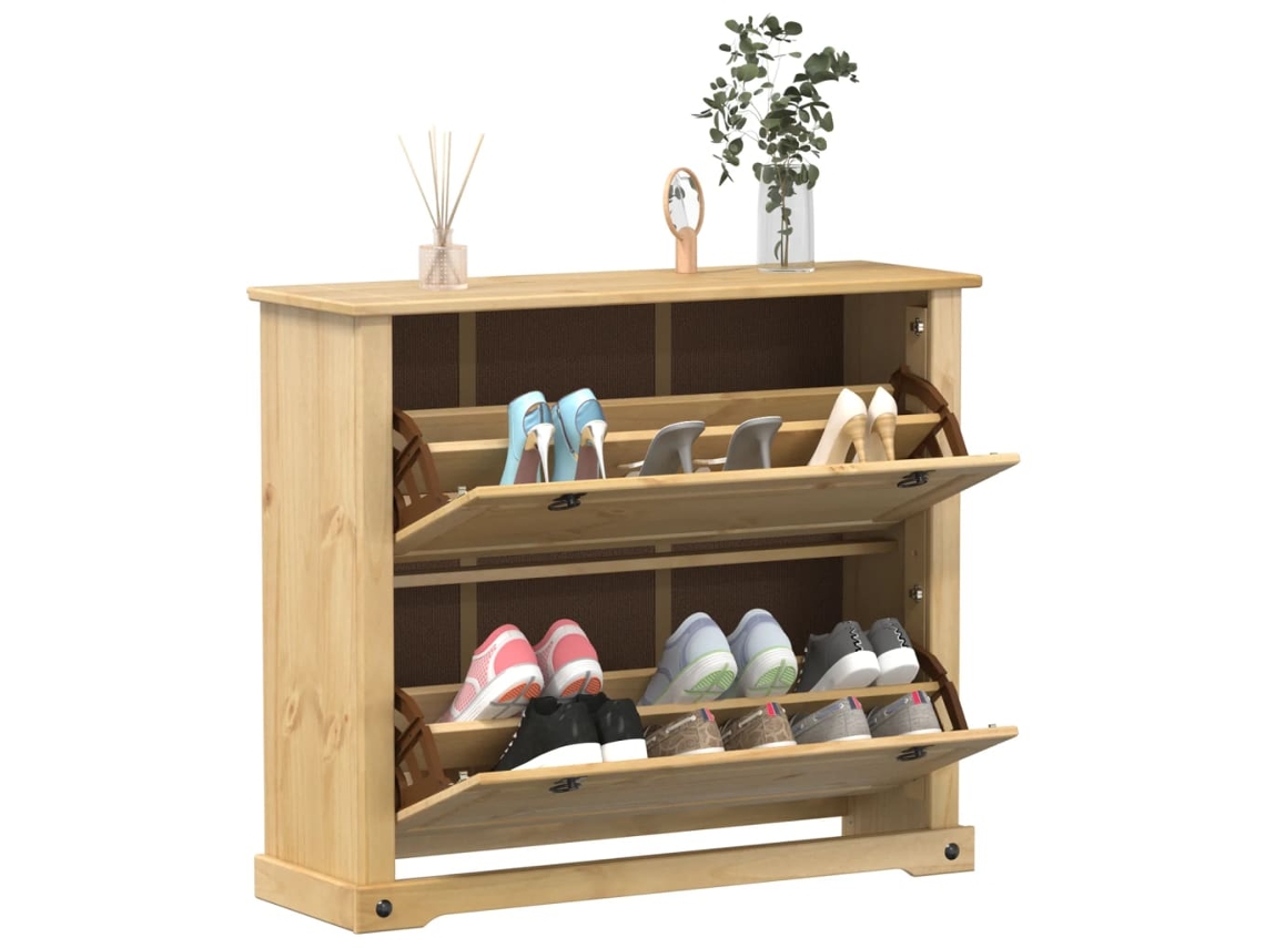 Mueble Zapatero | Armario Zapatero Corona Madera Maciza De Pino 99x32x85 Cm