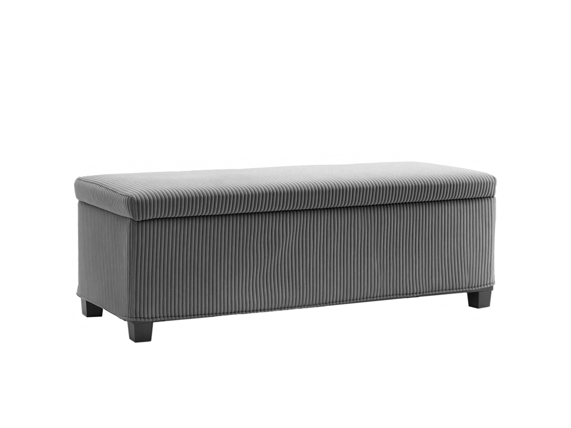 Banco Armazenamento 84l Veludo Cotelê 112x42x40cm Cinza