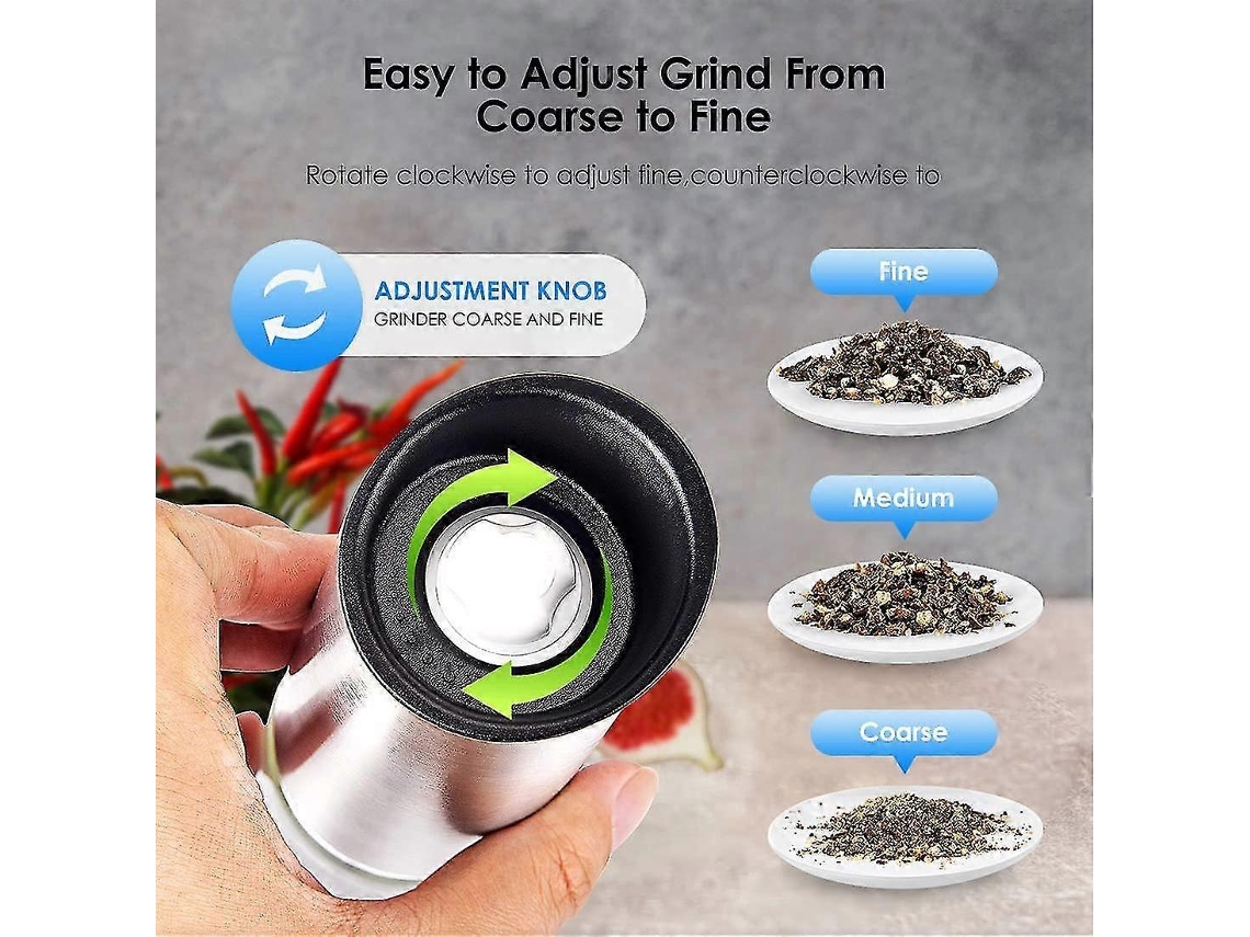 Molinillo eléctrico de sal y pimienta Rosewell Gravity Feed, recargable por USB
