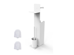 Juego De Baño Relaxdays, (alto X Ancho X Fondo): 67 X 22 X 12 Cm, Soporte Papel Higiénico, Escobilla, Blanco.