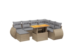 Conjunto 8 de sofás de jardín con cojines beige VIDAXL ratán PE