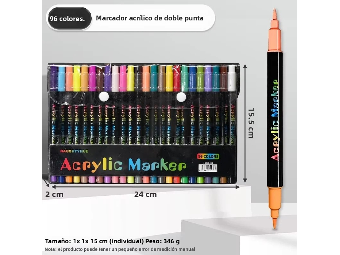 Marcadores De Pintura Acrílica (96 Colores), Un Extremo Es Una Punta Fina Y El Otro Es Una Punta De Pincel.