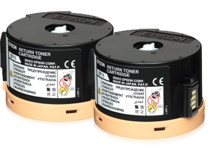 Cartucho de Tóner Original EPSON retornable, 2 x Negro, Alta, S050711, 5.000 Páginas, C13S050711