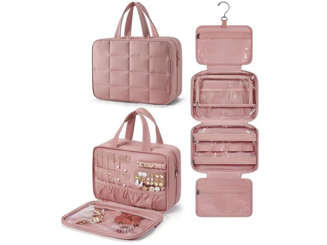 Bolsa Organizadora De Maquillaje Colgante (30*23*12 Cm), Perfecta Para Viajes, Viajes De Negocios Y Vacaciones, Ideal Para Hombres Y Mujeres CHRUI Pink
