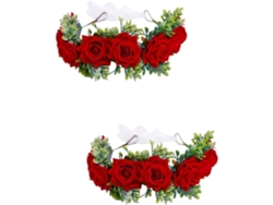 Diadema Elegante De 2 Piezas Con Corona De Rosas Rojas Artificiales, Accesorio Para Bodas, Cosplay Y Fiestas.