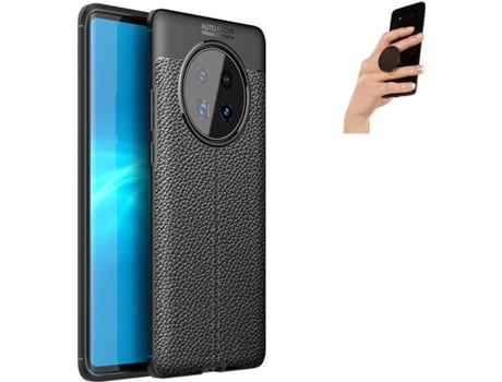 Funda y Popsocket para Huawei Mate 40 Pro PHONESHIELD Rugged Leather Anti Choque Negro