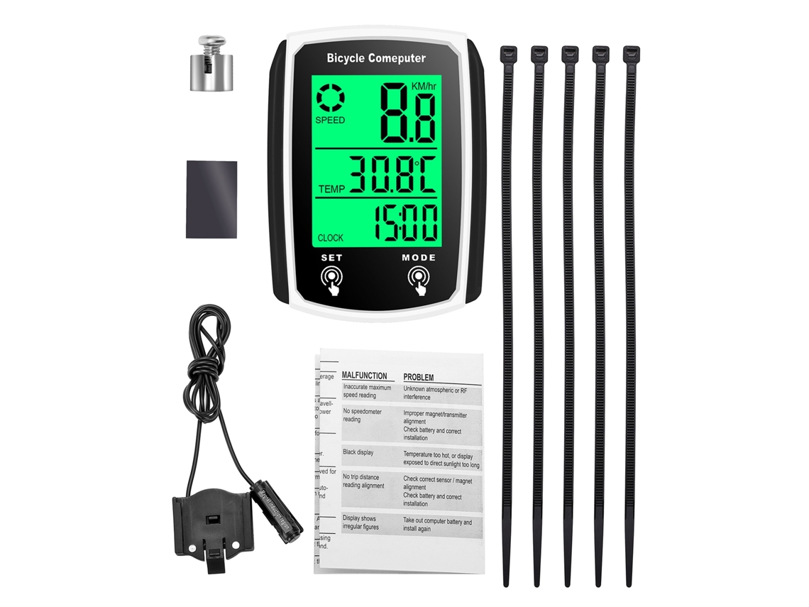 Ciclocomputador Con Cable, 19 Funciones, Velocímetro, Odómetro, Pantalla Táctil, Resistente Al Agua Y Con Retroiluminación.