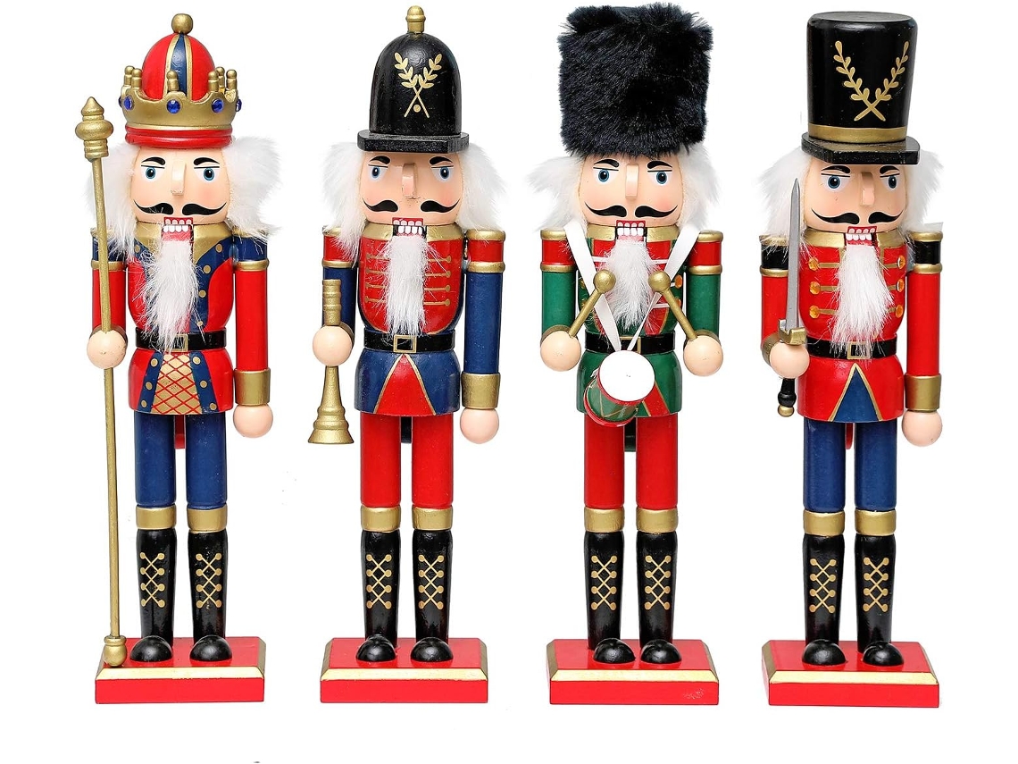 Juego de 4 piezas, figura clásica de soldado Cascanueces, 12 pulgadas MEOIRUERY
