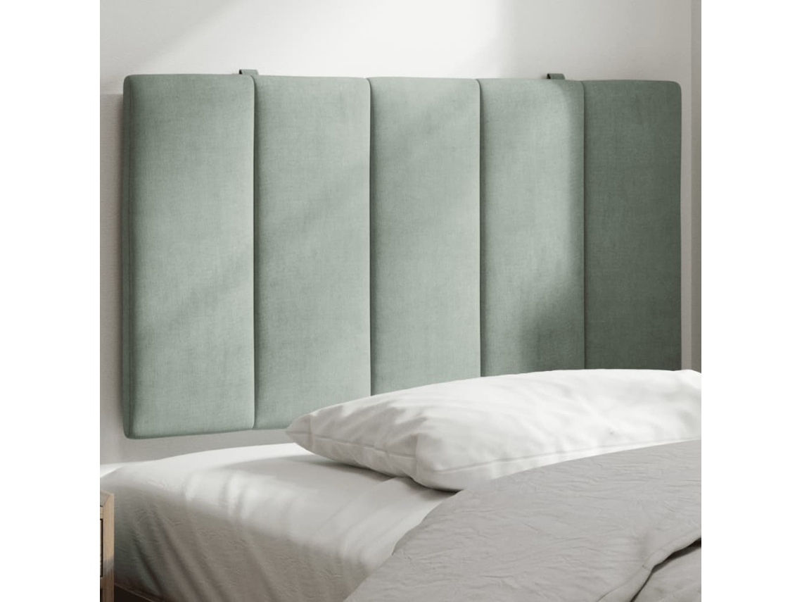 Cabecero De Cama Acolchado Terciopelo Gris Claro 90 Cm