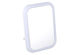 Espejo de maquillaje LED con pantalla táctil, portátil, plegable y con luz regulable. MDUG (blanco)