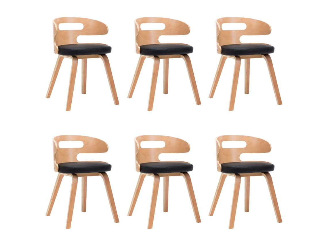 Maison Exclusive - Sillas De Comedor 6 Unidades Madera Y Cuero Sintético Negro