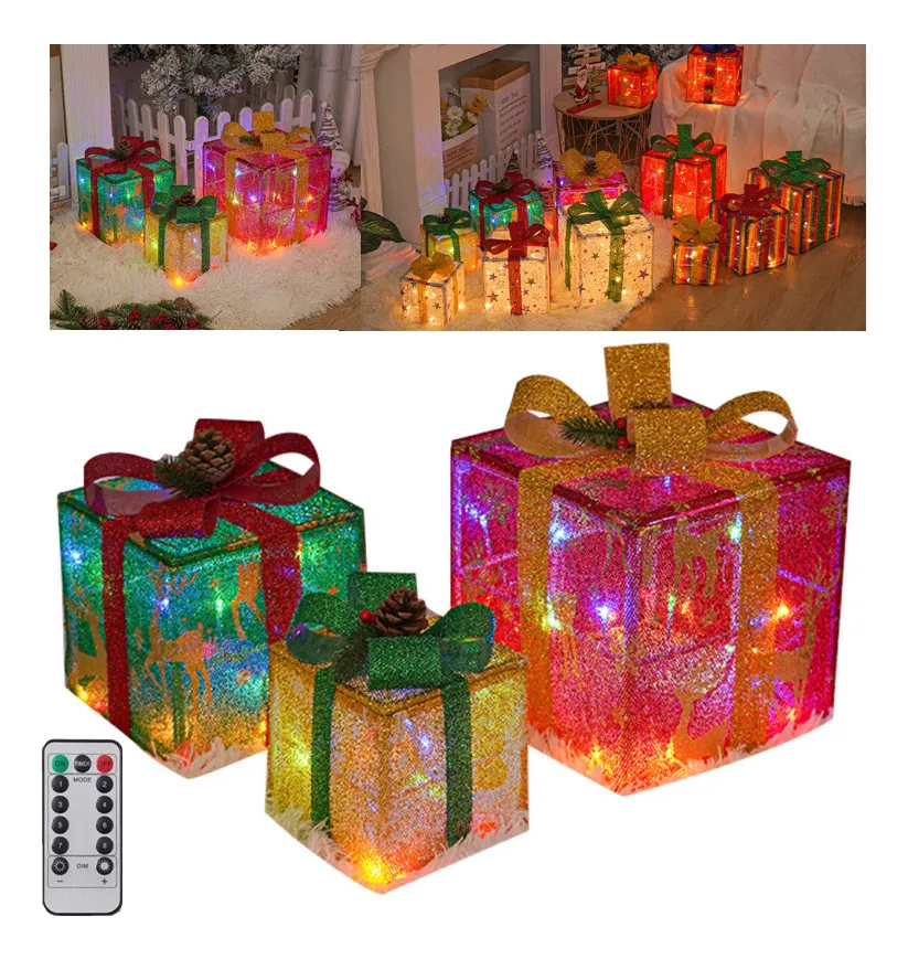 Nueva caja de regalo navideña luminosa con 8 modos, 3vayotoy
