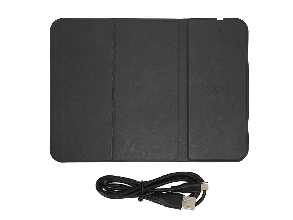 Mouse Pad Carregador Sem Fio Dobrável Leve Com Proteção De Segurança Para Celular E Mouse Cinza