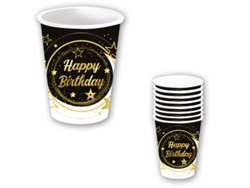 Tazas Desenchables GUIRCA Bolsa de 6 vasos de feliz cumpleaños 240 Ml-9 Cms